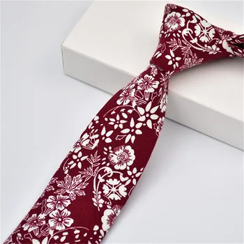

SCST Brand Gravata White Paisley Floral Print Red 6cm Skinny Necktie Men Cotton Ties For Mens Tie Wedding Neckties Slim CR054