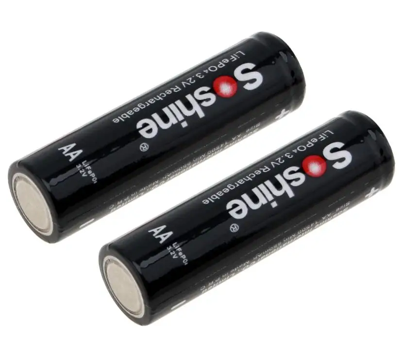 2 шт Оригинальный SOSHINE Lifepo4 AA/14500 аккумулятор 700 mAh 3 V аккумуляторные батареи с