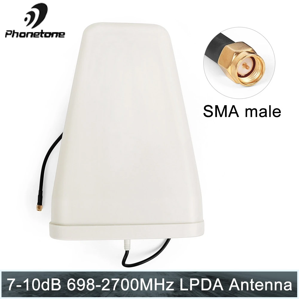 

3G W-CDMA 806-2500MHz 7.0-10dBi Outdoor Log-periodic Antenna SMA male with 10M cable for Phone Singal Amplifier