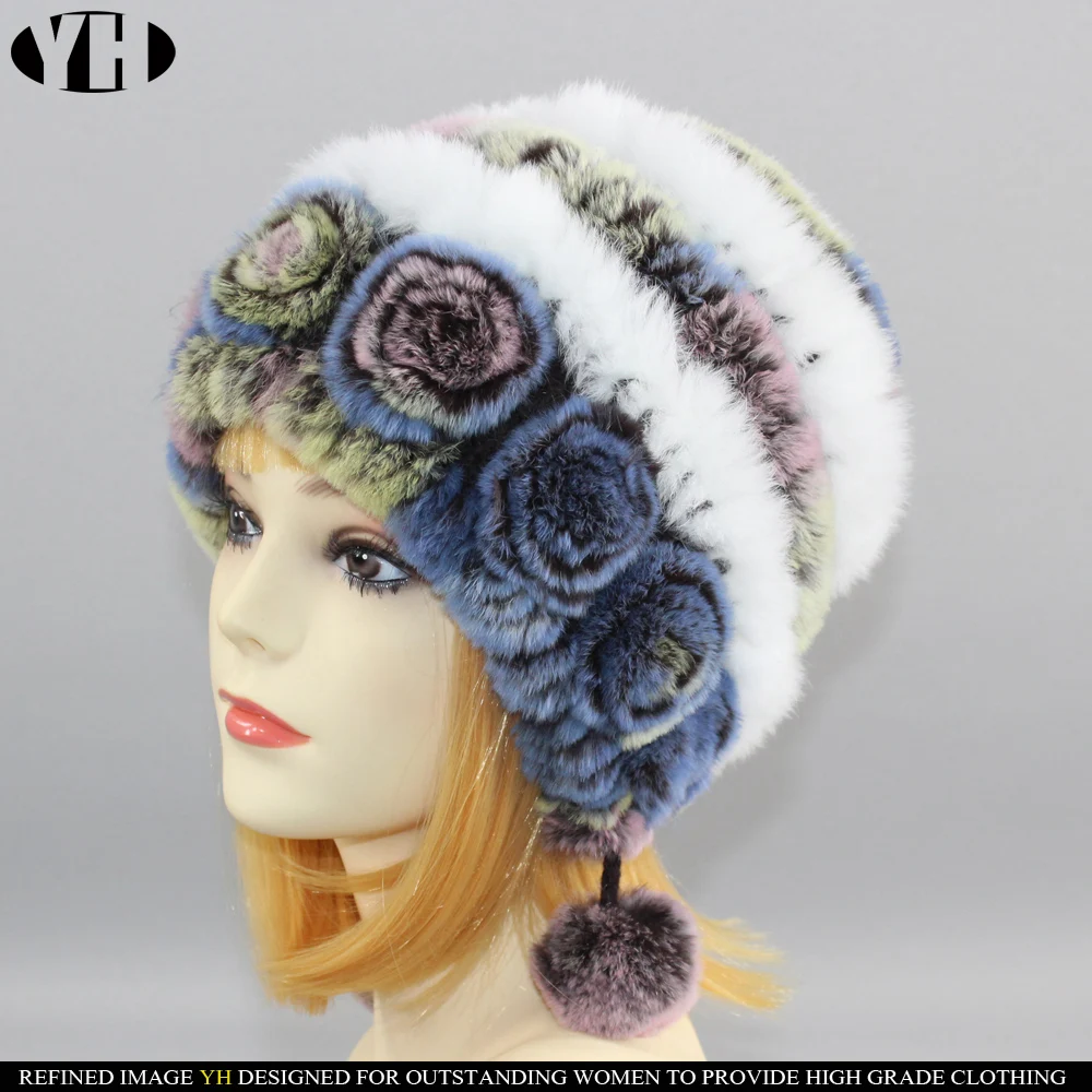 Новое поступление зимняя женская шапка из натурального кроличьего меха шапки из меха кролика рекс натуральная меховая заколка женский теплый меховой головной убор