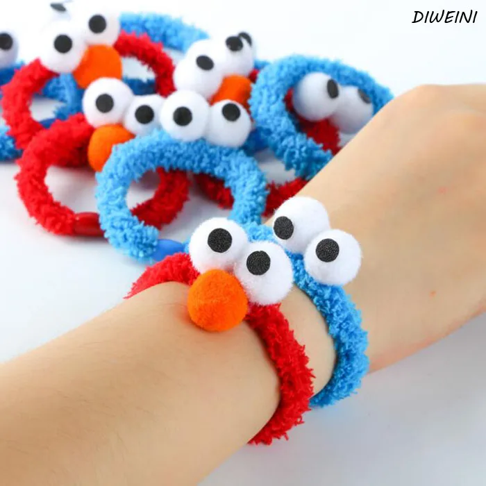 

1 Pcs/set Cute Sesame Street Plush Hair Bands Cartoon Rubber Bracelet Girls Hair Accessories