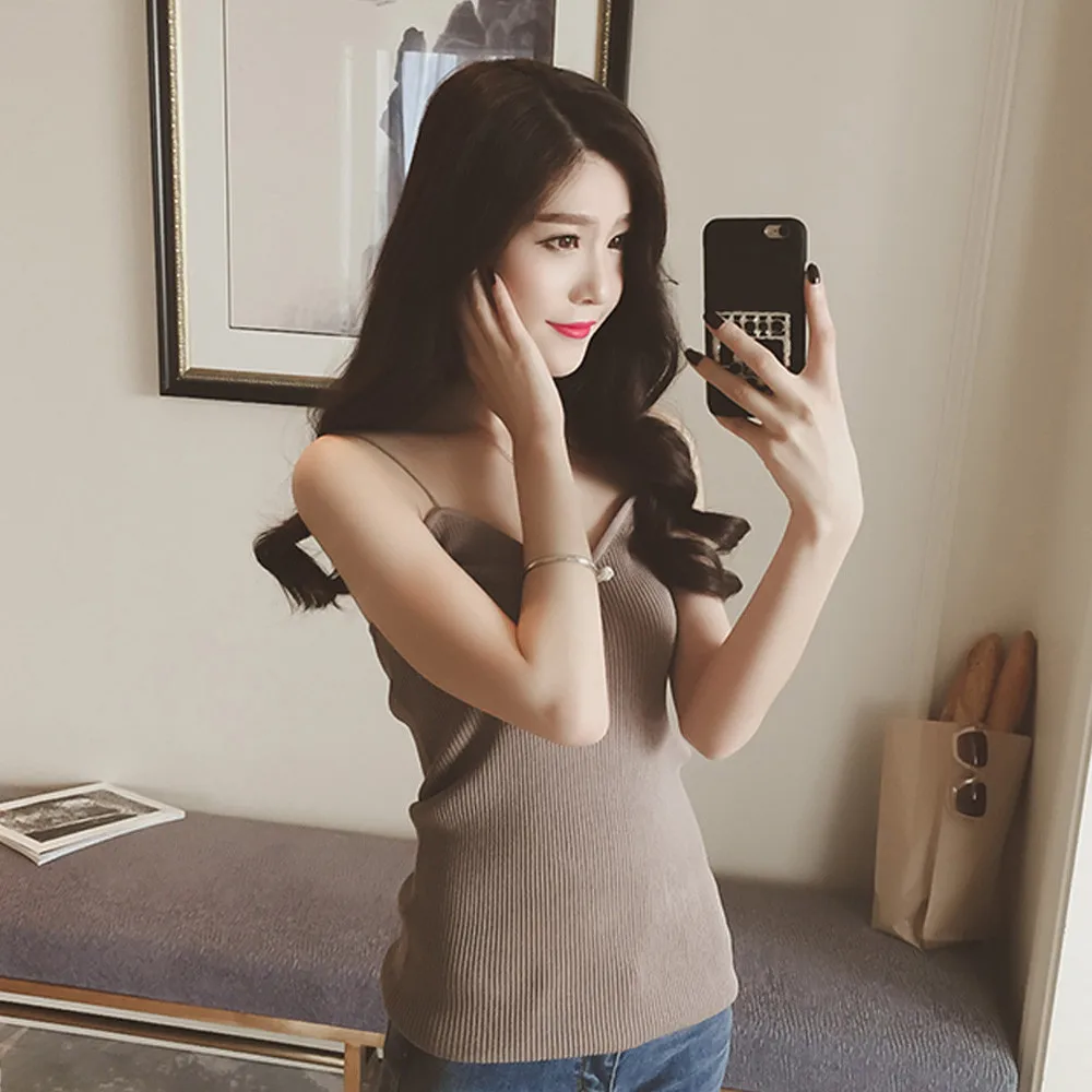 

Women Summer Camis Tank Top Breathable Knit Solid sleeveless V-Neck Bottoming Wearing Sports Simple Versatile Camis Tops Daily