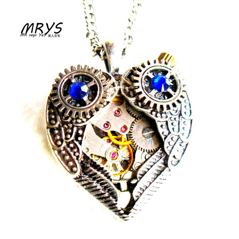 Vintage Pearl Steampunk Enamel Clock Hearts Ball Charms Layered Pendant Necklace