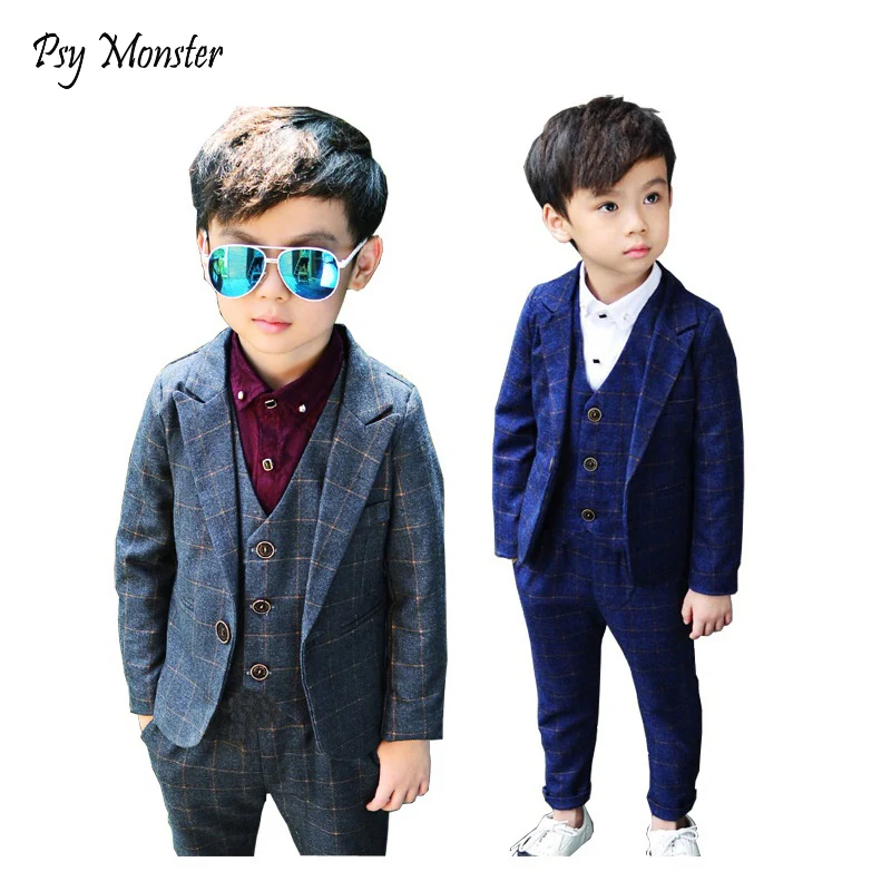 2018 Flower Boys Plaid Wedding Suit Brand England Style Gentle Boy Formal Tuxedos Suit Kids Spring 3Pcs Clothing Set Costume N68 2018 Flower Boys Plaid Wedding Suit Brand England Style Gentle Boy Formal Tuxedos Suit Kids Spring 3Pcs Clothing Set Costume N68