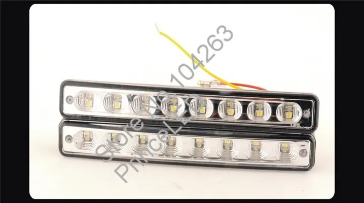 

Free shipping New DRL 2 * 8 16 pcs smd 3528 White LED Daytime Running Light PC Switch kit  DRLs Steering H3