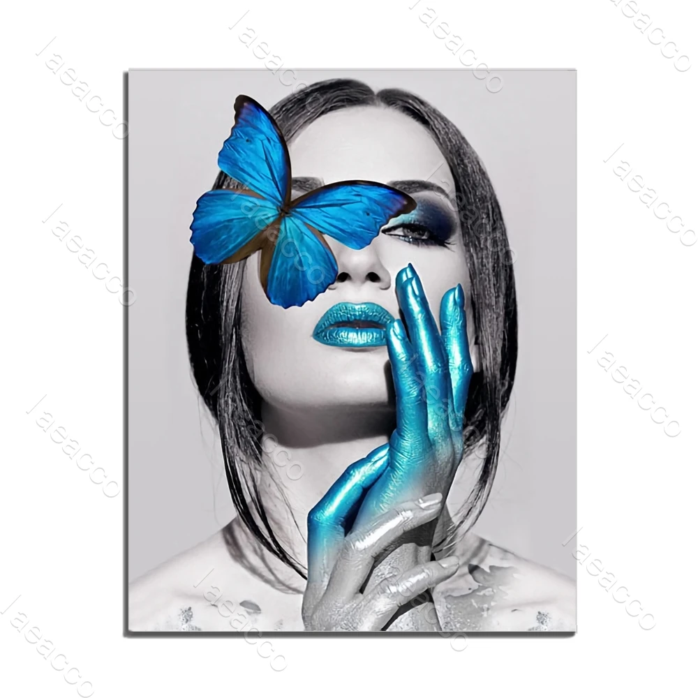 

Abstract Modern Woman Butterfly Posters And Prints Wall Art Canvas Oil Painting For Living Room Home Color Decoration No Frame