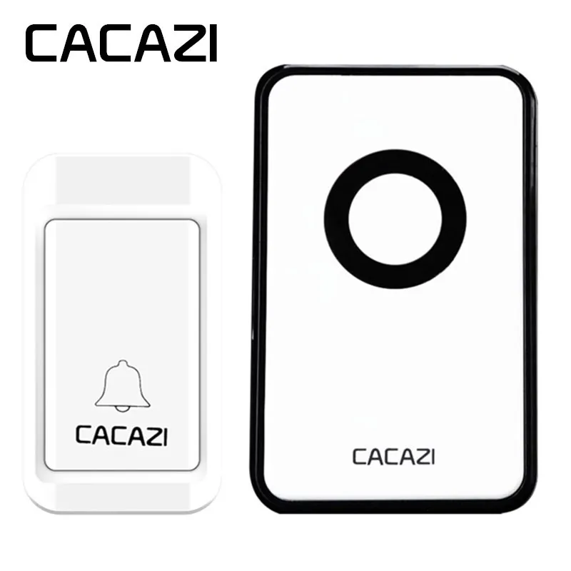 CACAZI Self Powered No Batteries Smart Doorbell Waterproof Wireless Remote EU US UK Plug 36 Songs 120m Remote 110V-240V