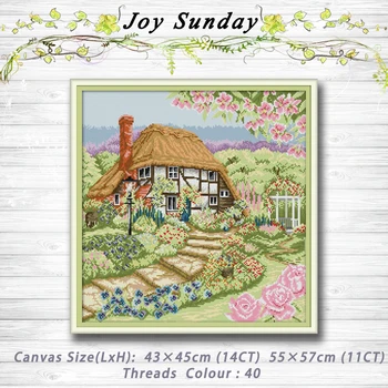 

Rose Cottage scenery decor painting 14CT 11CT counted cross stitch kits embroidery sets Needlework Sets Home decor