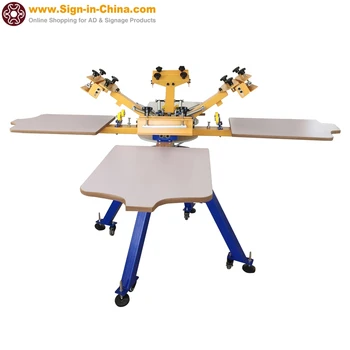 

4 Color 4 Station Screen Printing Press Four Machine Equipment 4x4 Shocked Floor