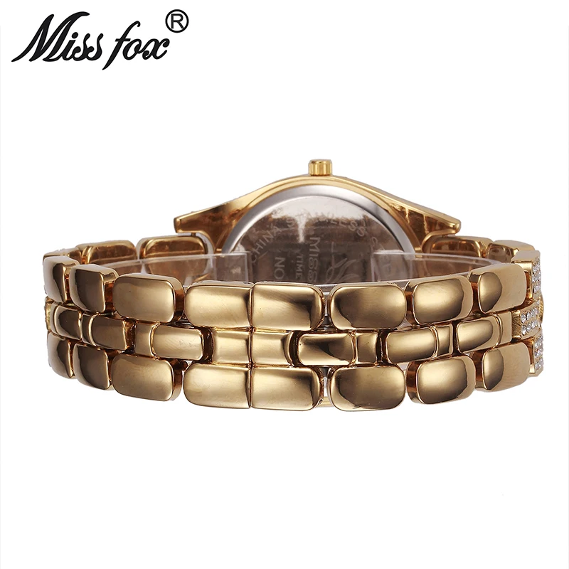 Feminino de Quartzo Relógio de Marca de Luxo com Design de Moda Missfox Relógio Numérico Árabe Impermeável 22 Relógios femininos