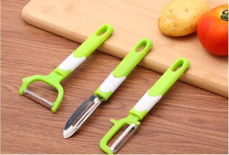 

3pcs/lot Kitchen Fruit Peeler Fruit Knife Multipurpose Zigzag Planer Peeler Fish Scale Shaver Picks Kitchen Tool OK 0782