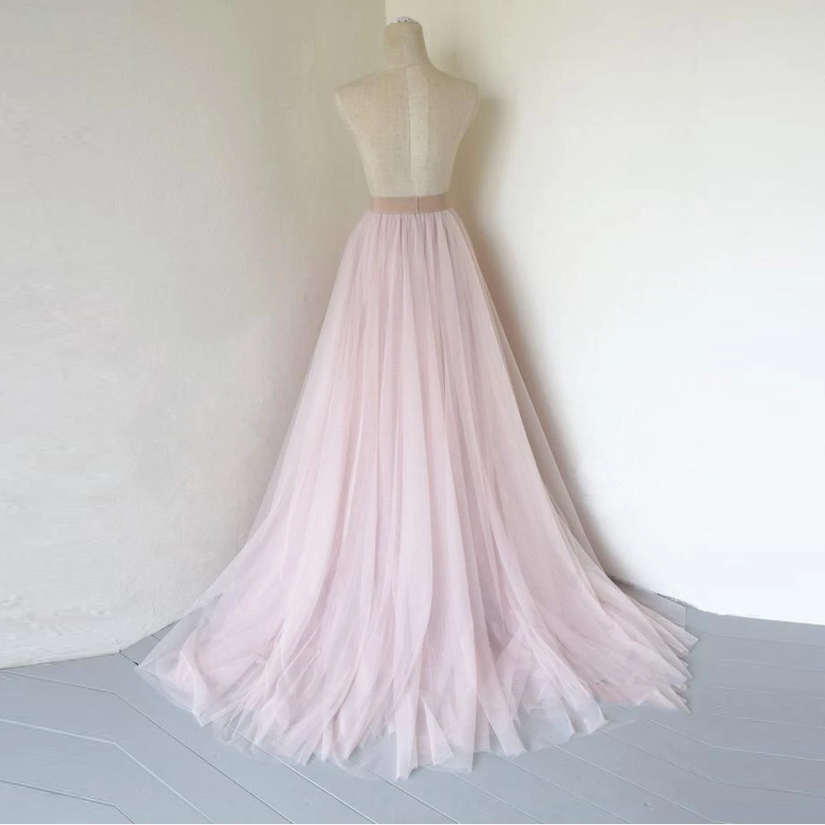 Высокое качество свет розовые свадебные Тюлевая юбка s 2019 индивидуальный заказ трапециевидной формы платье в пол летняя Jupe Longue Saias
