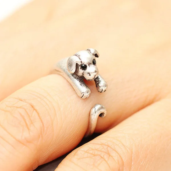 Puppy Ring Women's Girl's Retro Animal Dog Ring Vintage Jewelry Adjustable Free Size Wrap Rings