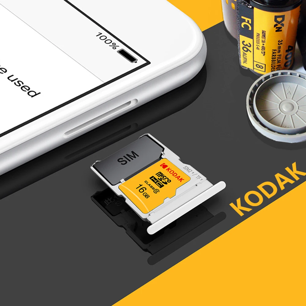 Kodak Micro SD карта 16 ГБ 32 ГБ 64 Гб 128 ГБ TF Карта класс 10 C10 U1 80 МБ/с./с карта памяти быстрая скорость