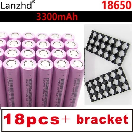 8-30 шт 18650 с фиксированным кронштейном батареи 3,7 V Li ion 3300mAh 30A 18650VTC7 INR18650 батарея 18650 держатель и Сращивание кронштейн - Цвет: 18 pcs and bracket