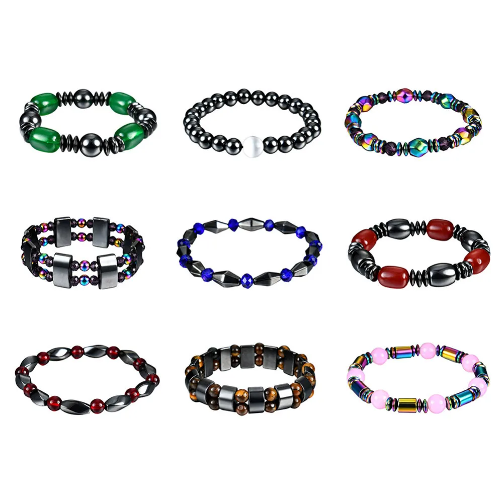 

8mm Simple Fashion Hematite Beads Stretch Bracelet For Men& Women Anti-Fatigue Health Care Energy Therapy Bracelet Lose Weight