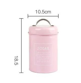 Металлическая цветная банка для хранения кофе, сахара, чая, контейнер, Классический минималистичный скандинавский Настольный контейнер для хранения, Домашний Органайзер - Цвет: Pink Sugar