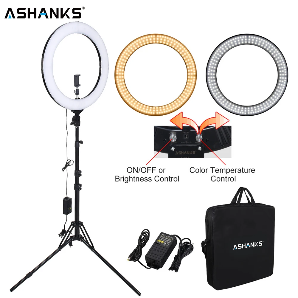 Prix ASHANKS 18 pouces LED Anneau de Lumière Circulaire Photographie Éclairage avec Trépied 5500 k 240 pcs LED Caméra Photo Studio Téléphone vidéo Lampe
