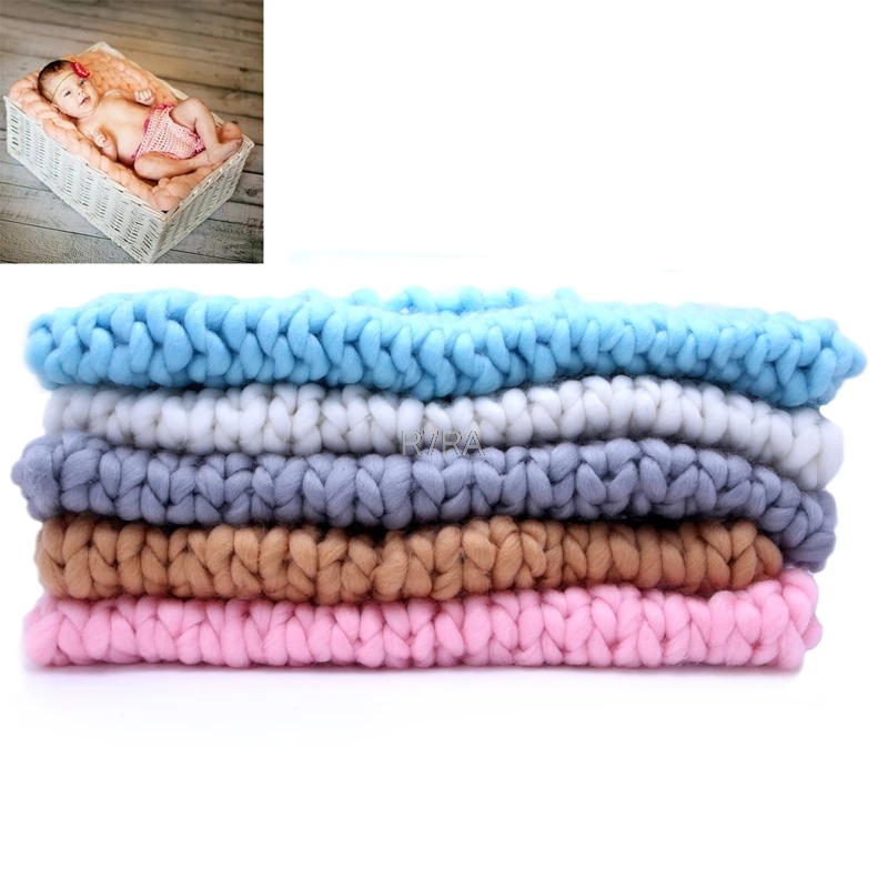 

Soft Crochet Wool Basket Warm wrap Baby Newborn Photography Props Blanket-TZ