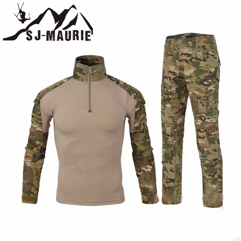 

Men Sets Outdoor Military Uniform Suit shirt+pants Mens Clothing 2 Pieces Sets Tactical Camouflage Suit Hunting Frog Clothes