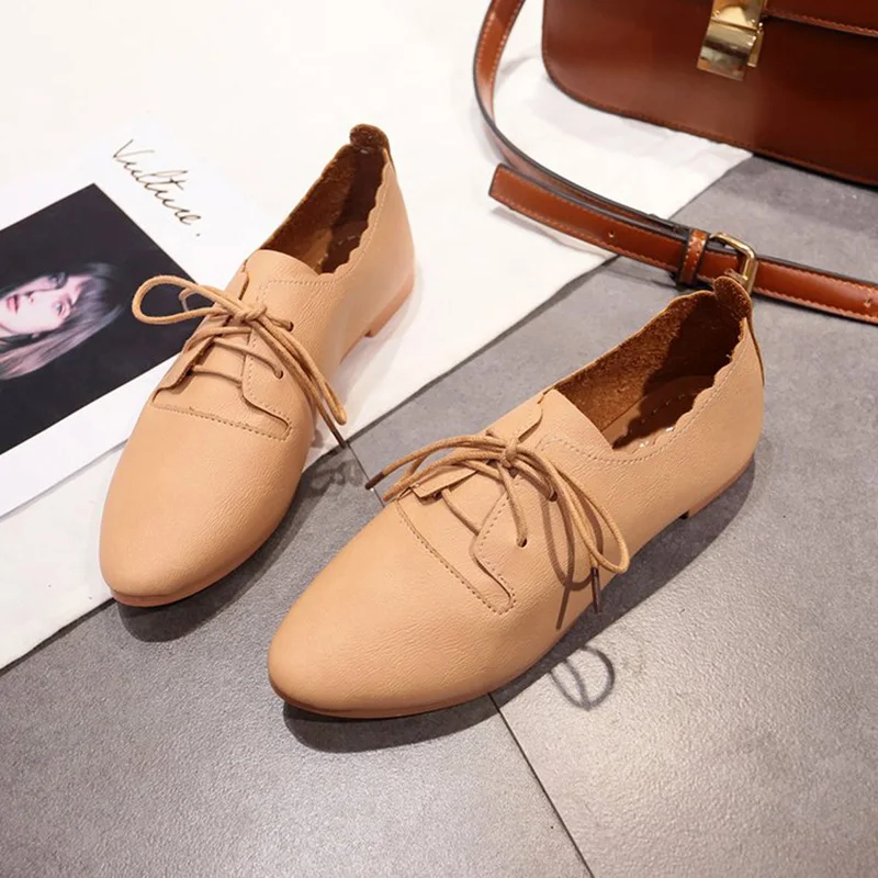 

2019 New Arrival Women Flats Lace-up Summer&Fall Women Slip-on Causal Fashion Oxford Soft Leather Mujer Shoes XWD6852