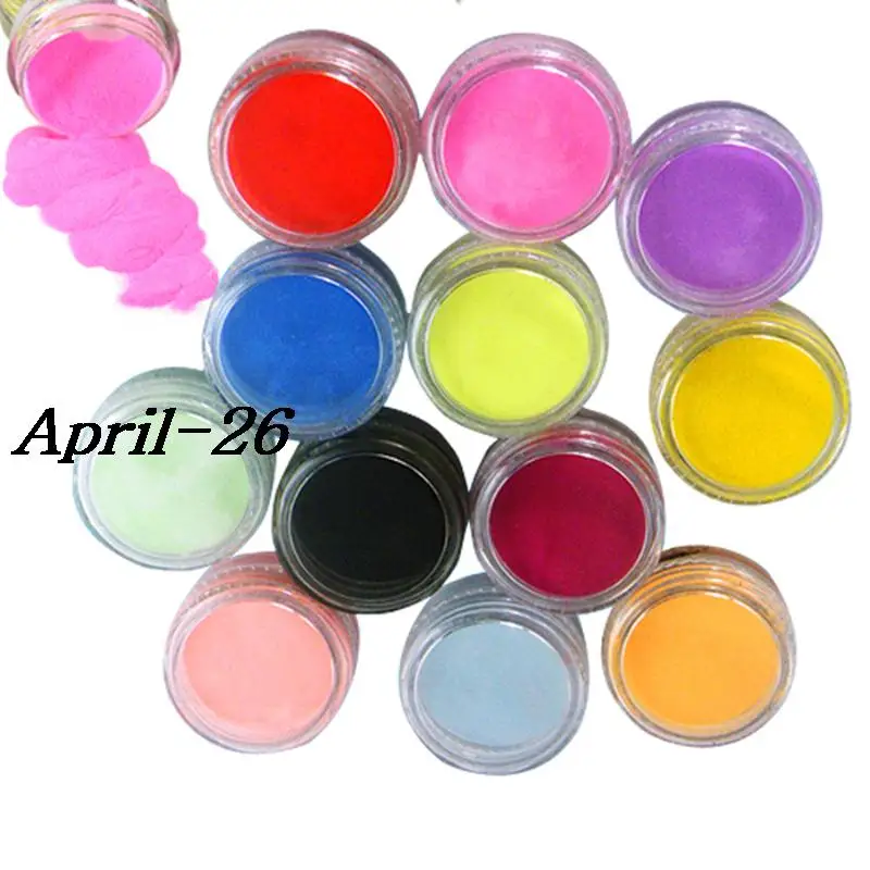 

12 Colors Nail Art Tips UV Gel Acrylic Polish Powder Dust Glitter Builder Design 3D Decoration Manicure Tools Salon Set