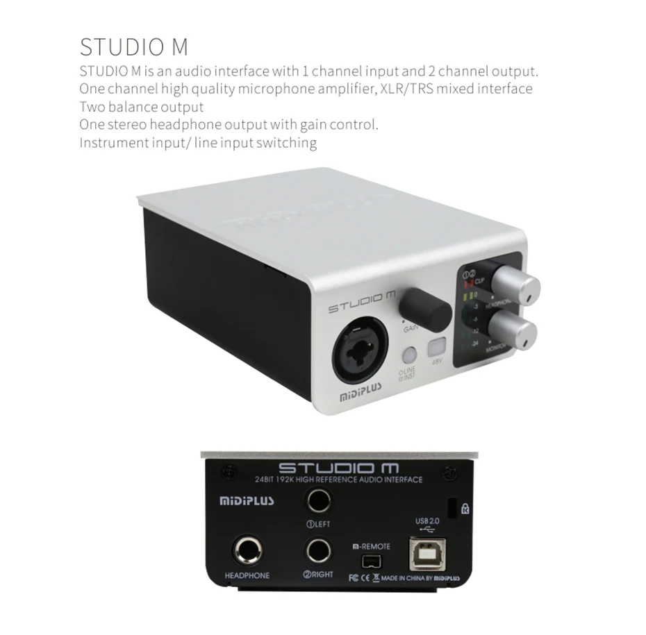 MIDIPLUS STUDIO M/S/2/4 звуковая карта USB аудио Интерфейс