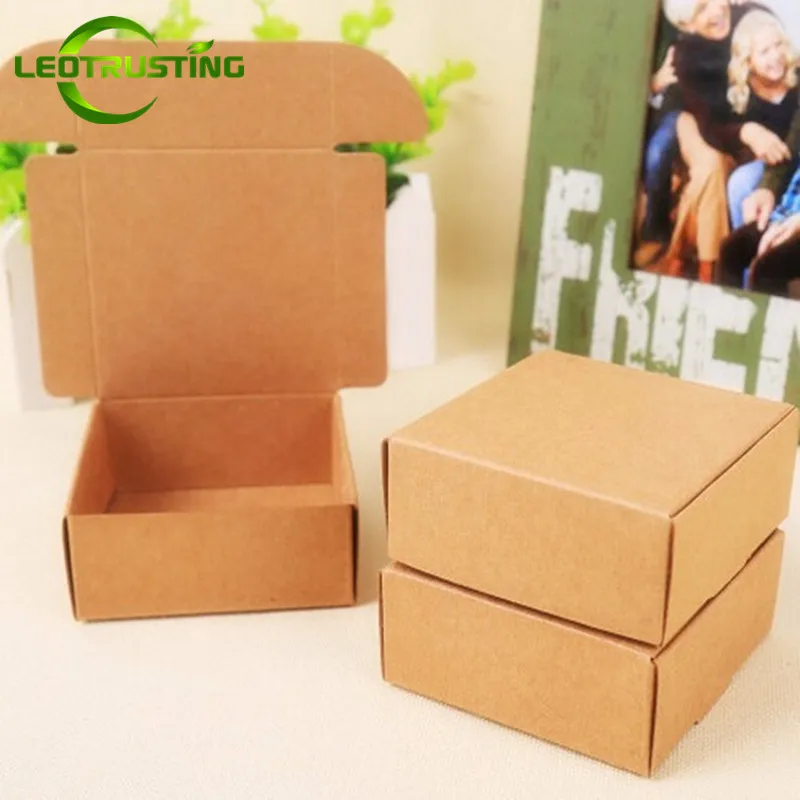 

Leotrusting 50pcs Small Natural Cardboard Paper Wedding Gift Packaging Box Blank Brown Paper Box Beige Handmade Soap Paper Box