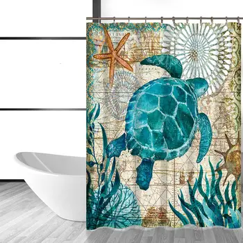 

cortina de ducha Sea Turtle Waterproof Curtain Octopus with 12 Hooks Polyester Bath Curtain rideau de douche