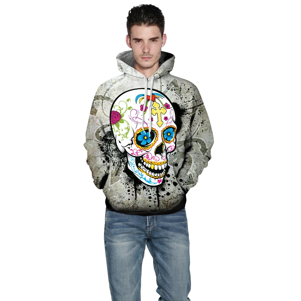 

Brand New Fashion Men/Women 3D Punk Sweatshirts Print Paisley Skull Hoodies Autumn Winter Warm Hooded Pullovers Jumper Tops