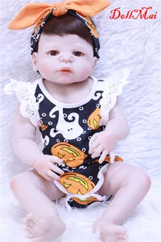 

55cm Full Silicone Reborn Toys Babies Doll gift for girls toys bebe alive reborn bonecas blue/brown eyes optional
