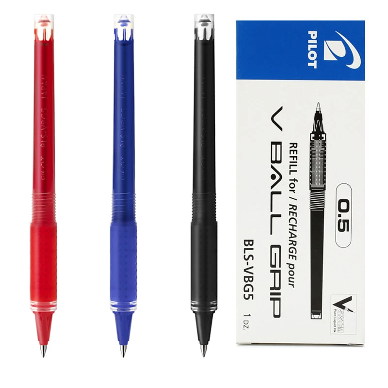 6 шт./лот, шариковая ручка PILOT BLS-VBG5 V с шариковой рукояткой, запасной стержень, 0,5 мм, черный, синий, красный цвет, для пилотов, шариковые ручки, школьные канцелярские принадлежности