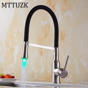 

MTTUZK Brass Brushed nickel 3Color Automatic Sense Temperature Faucet LED Basin Faucet Hot And Cold Mixer Tap Kitchen LED Faucet