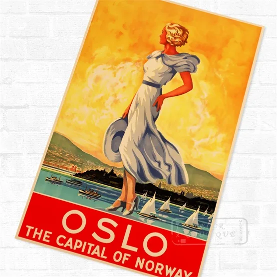 Vintage Oslo Capital of Norway Tourism Poster Print A3//A4