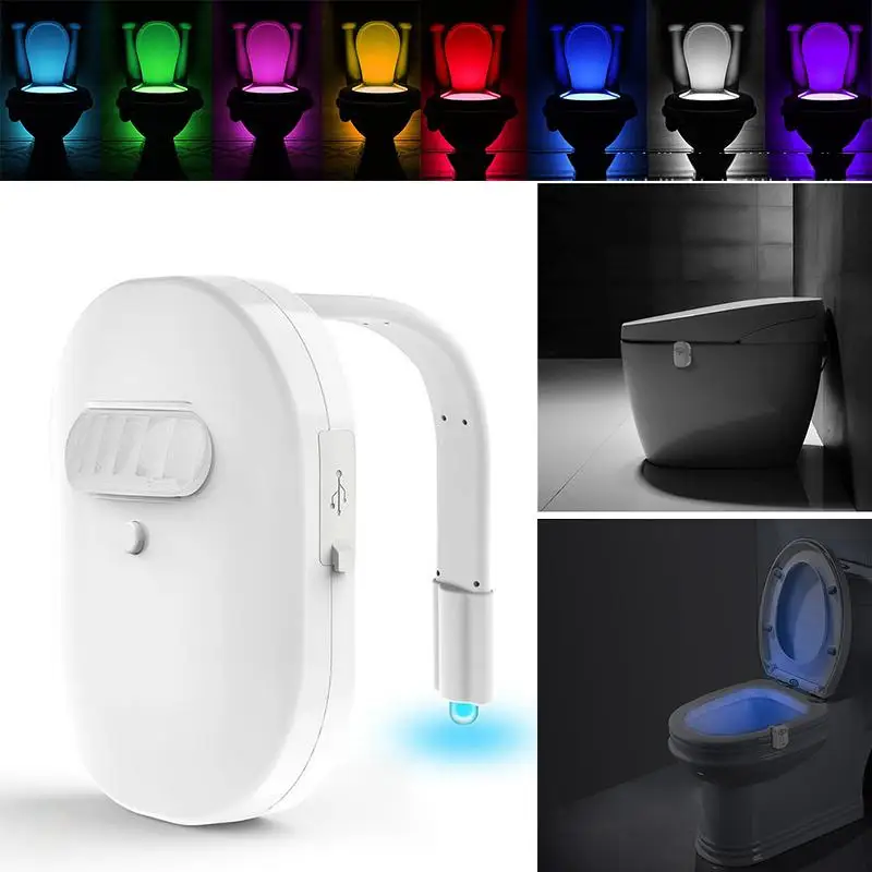 HobbyLane 12 цветов умный ванная комната туалет светильник светодиодный тело движение активированный вкл/выкл лампа с сенсором для сидения 8 цветов PIR туалет лампа