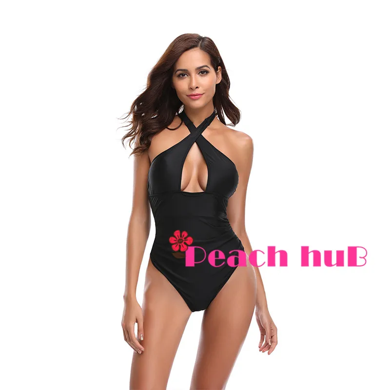 Sexy Swimsuit Bathing Suit One Piece Swimsuit Black Push Up Swimwear Women String Monokini Trikini Backless Halter Neck (6)