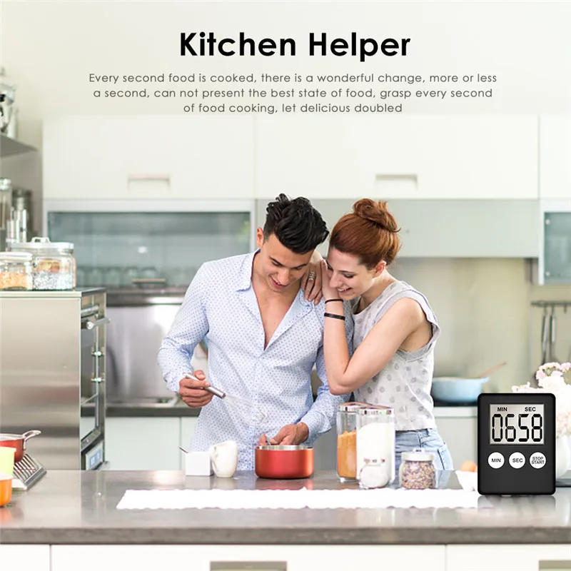 

Digital Kitchen Timer cute Super Thin LCD Digital Screen Kitchen egg Timer Square Cooking Count Up Countdown Alarm Magnet Clock