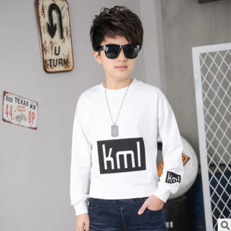 

Children's Hoody Boys T-shirt 2019 New Winter and Autumn Children's Long Sleeve Hoodies Leisure 2 Letter Colors Size6-14 ly223