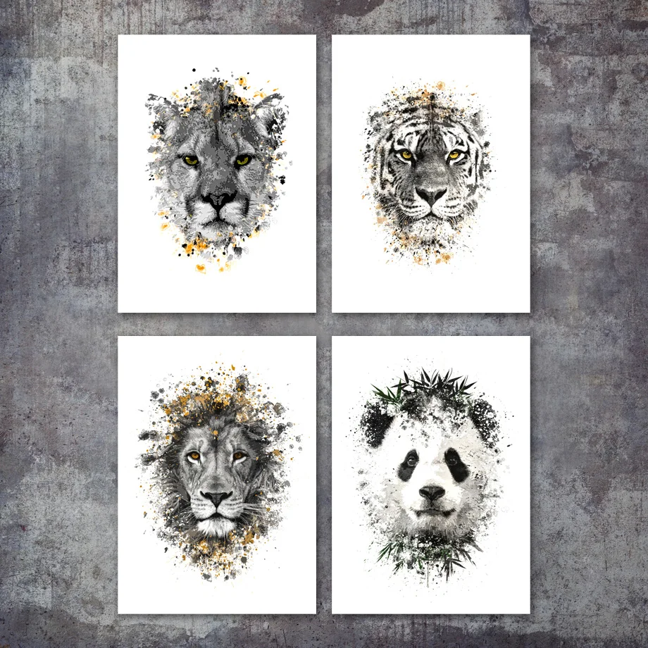 

Leopard Panda Lion Tiger Watercolor Nordic Posters And Prints Wall Art Canvas Painting Decoration Pictures For Living Room Decor