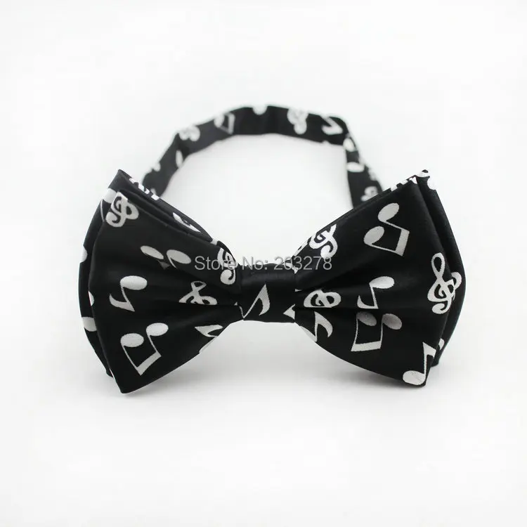 Men s necktie Music Note font b Black b font Pattern Bow tie Unisex Tuxedo font