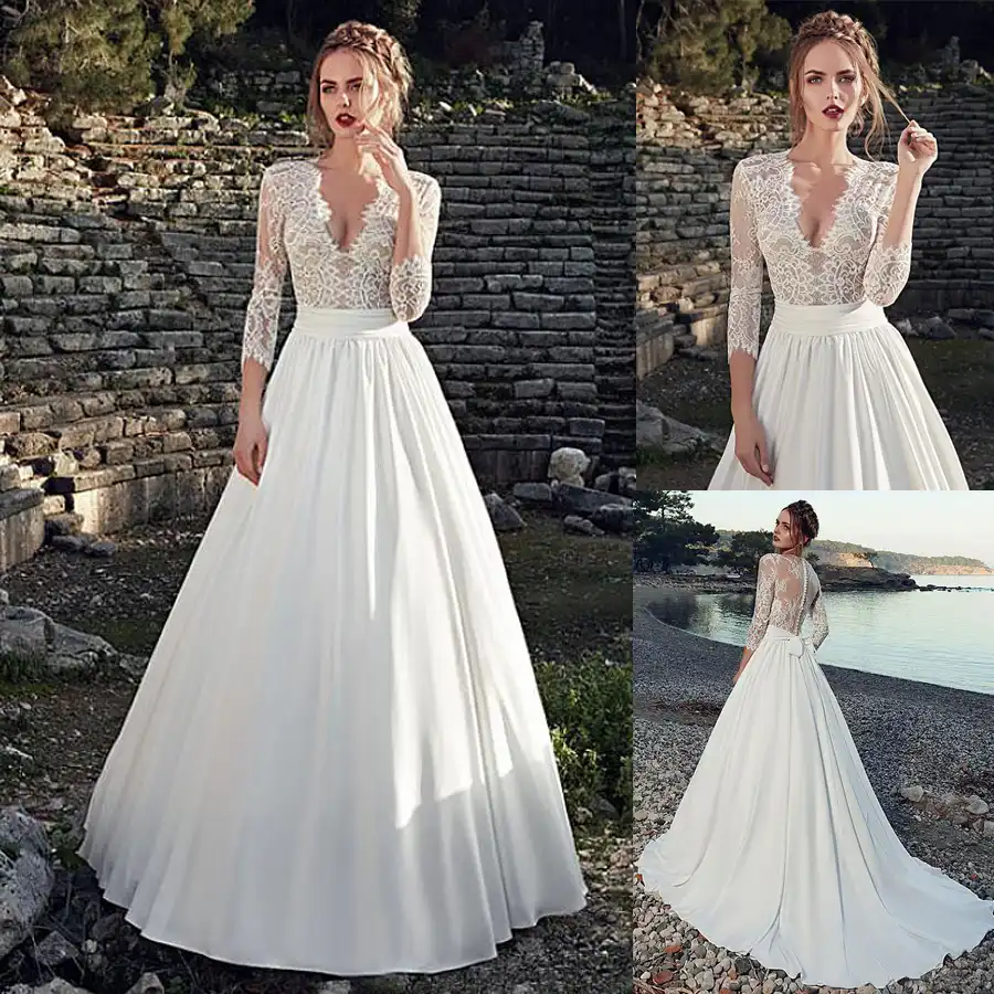 vestido de noiva decote profundo