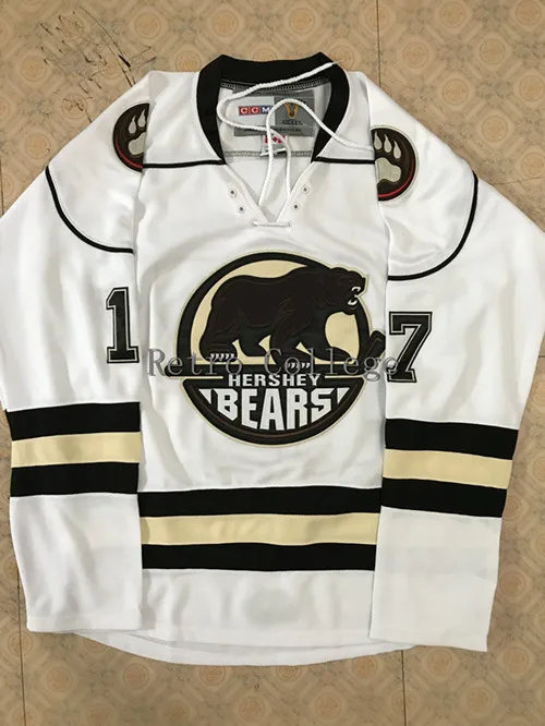 

Hershey Bears 17# Chris Bourque Embroider Stitching Hockey jersey stitched Customize any number and name