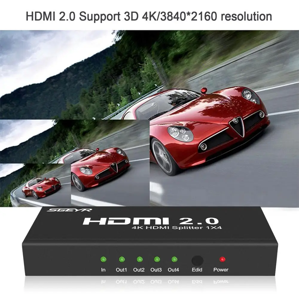 Разветвитель SGEYR 4K 60 Гц HDR 1x4 4 порта HDMI 2 0 поддерживает @ HDCP 1 4/2 3D для PS3 PS4 PRO/Xbox/Roku/Apple
