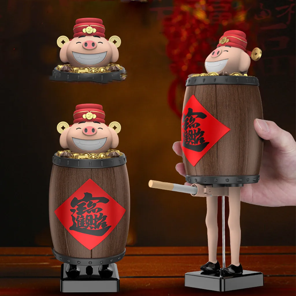 

Automatic Cigarette Case Hold Lucky Pig Decorative Wooden Barrel Cigarette Pocket Box for 10 Cigarette Creative Container 10.681