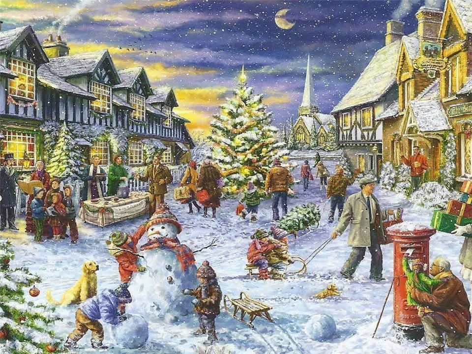 HUACAN DIY бриллиантовый рисунок Рождество полная дрель квадратная Алмазная вышивка пейзаж Картина Стразы Алмазная мозаика зима - Цвет: F6971