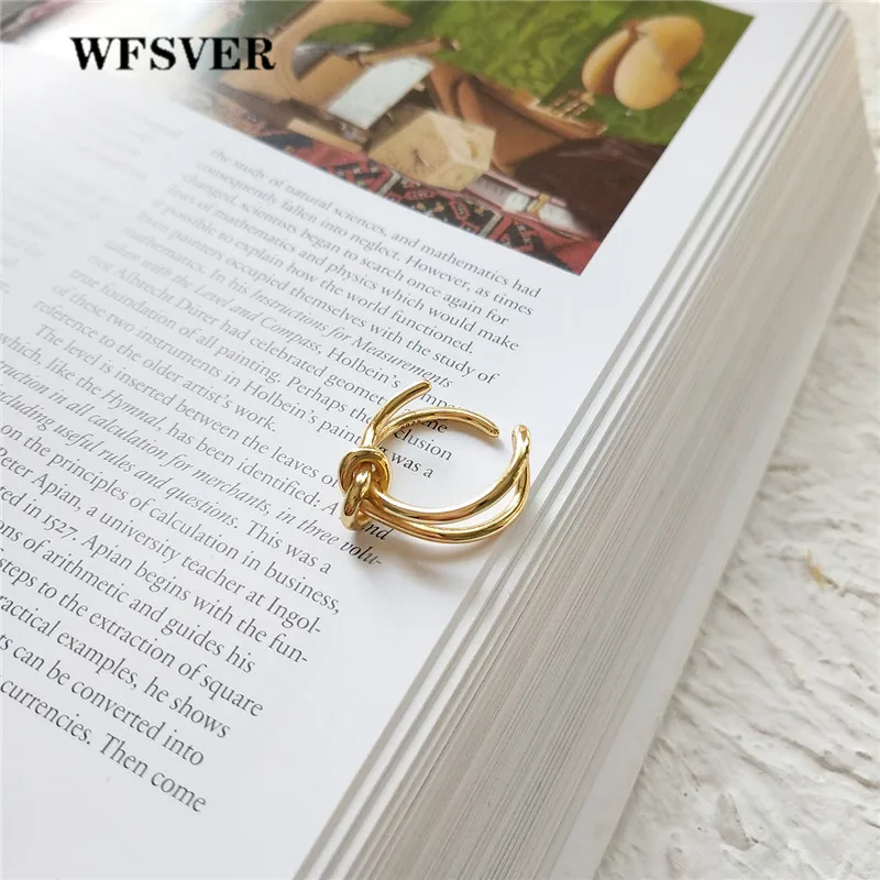 

WFSVER women 925 sterling silver ring korea style gold color double layer winding ring opening adjustable fine jewelry gift