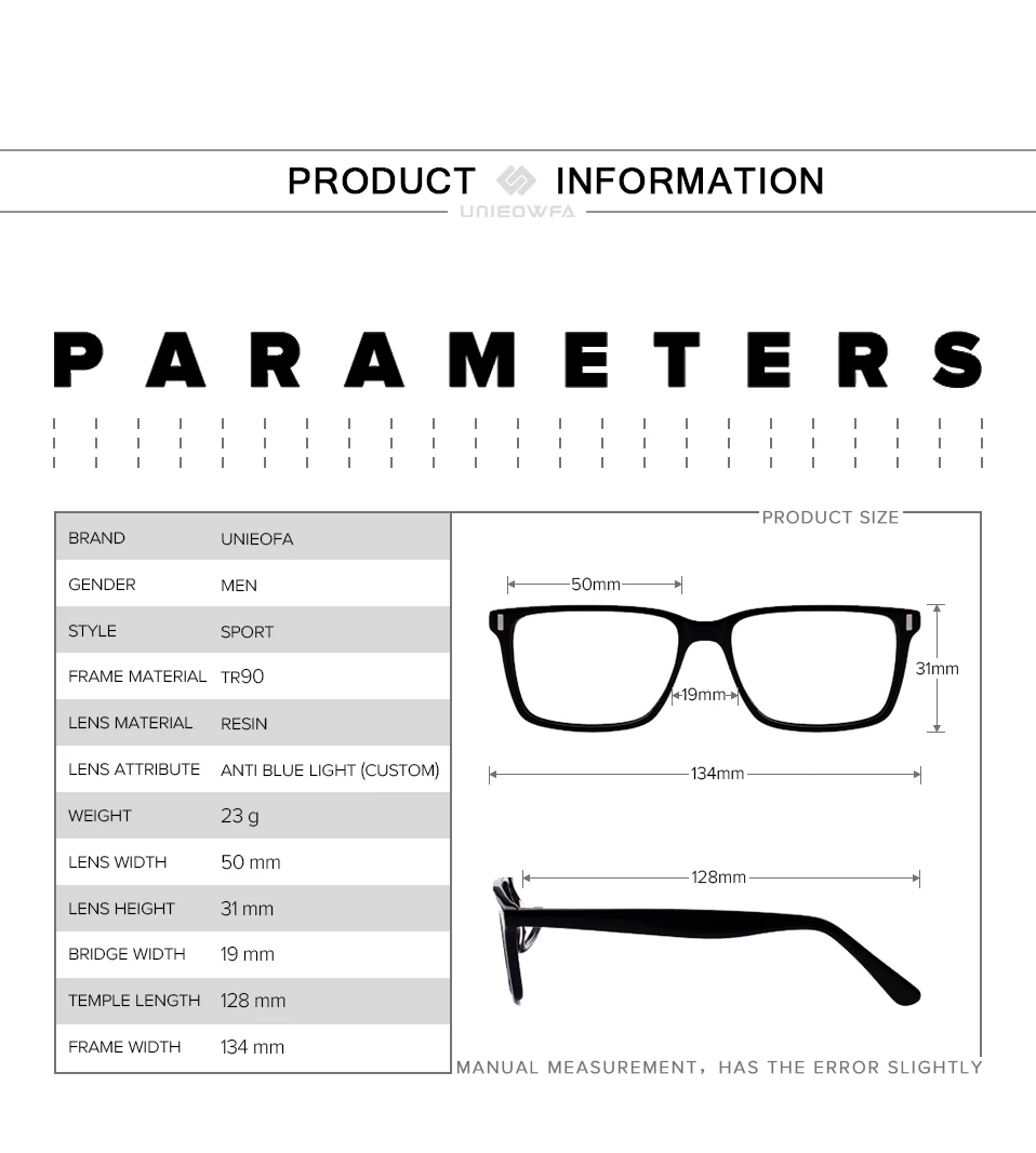 UNIEOWFA TR90, спортивные очки, оправа для мужчин, Прозрачная Оптическая оправа, очки для близорукости, очки по рецепту, оправа для очков