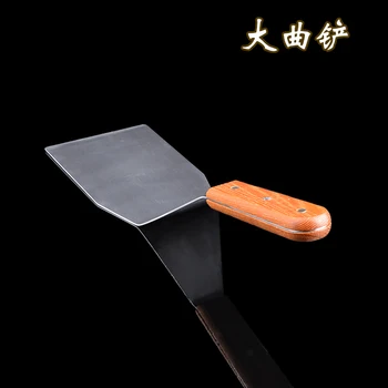 

BAKEST Stainless Steel Big Curve Pizza Shovel With Wooden Handle Cake Baking Spatula