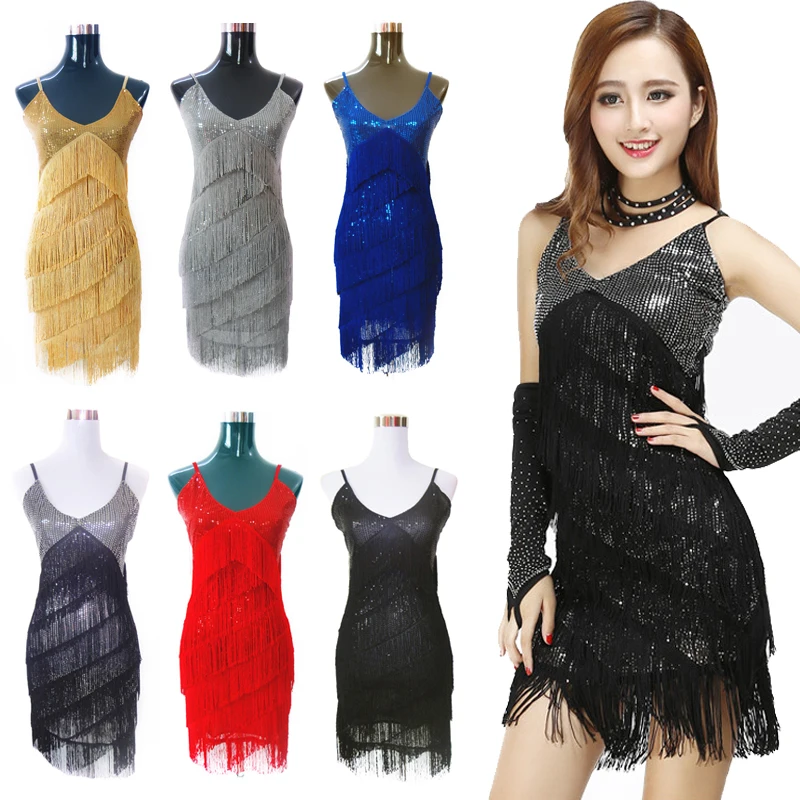 Aliexpress.com : Buy 6 Colors Woman latin dress Sequins Latin Dance ...
