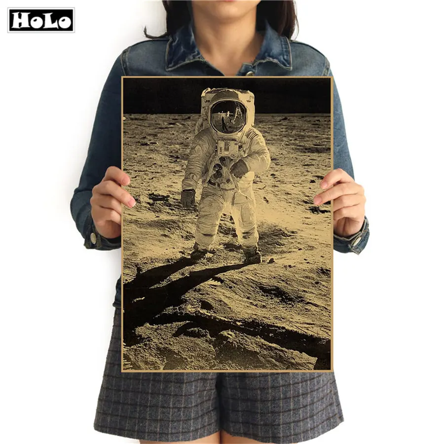 Старые фото Аполлон Луна посадки история фильм плакат винтажные плакаты украшение ретро бумага наклейки на стену 42x30 см GGB026